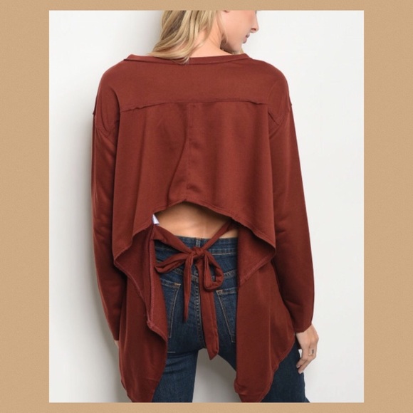 🍁Fall, just enough sexy. Long sleeve tie back top - Picture 3 of 6